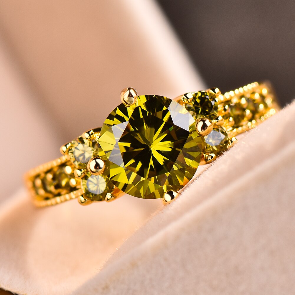 Olive Green Diamond Ring